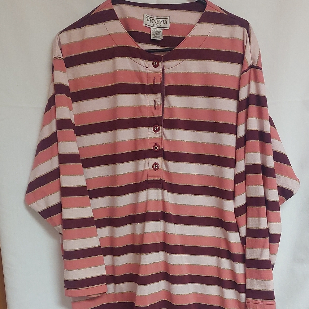 Venezia Pink and Brown Striped Blouse
